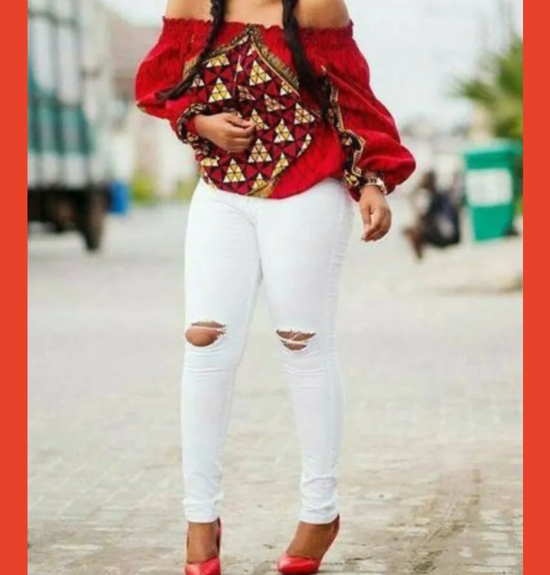 How to rock beautiful Ankara tops with white trousers